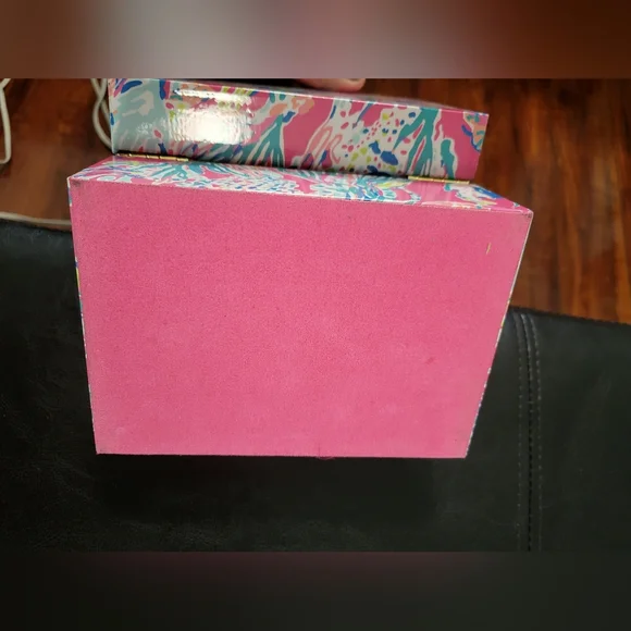 Lilly Pulitzer Jewelry Box Dragonfruit Sunken Treasure Pattern Pink Turquoise - Picture 7 of 13